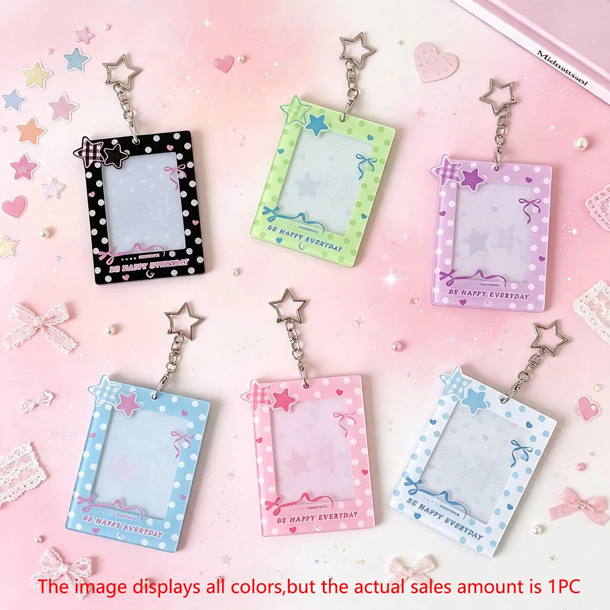 Dotted Star Hard Card Case, Three-Inch Polaroid Display Holder, Fan Artist Small Card Protector, Durable Card Sleeve