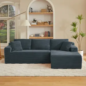 L-Shaped Cloud Sectional Sofa with Deep Seat, No Assembly Required, Modular Couches Sleeper for Living Room, Bedroom,Apartment, Dark Grey