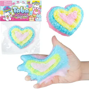 ORB Tabalicious Sugar Pops TABA Squishy Rainbow Heart Toy - Pink, Blue, Yellow Heart with Sparkles - Soft, Sticky TABA Squishies - Fun Squishy Stress Ball Toys - Kawaii Fidget Toys for Kids, Adults