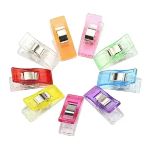 100pcs Durable Colorful Transparent Plastic Binding Clips, Sturdy Positioning Clips for Quilting, Sewing and Handmade Crafts