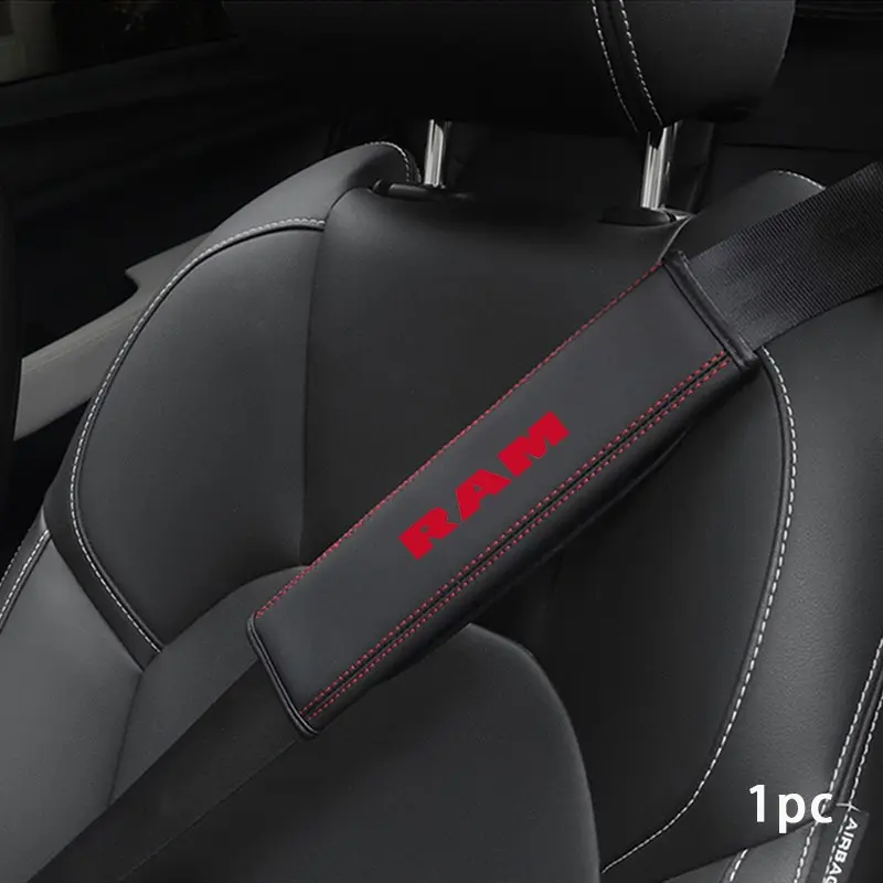 RAM Car Seat Belt Shoulder Pads, 1pc PU Leather Material, Practical and Fashionable, Comfortable Driving Accessory