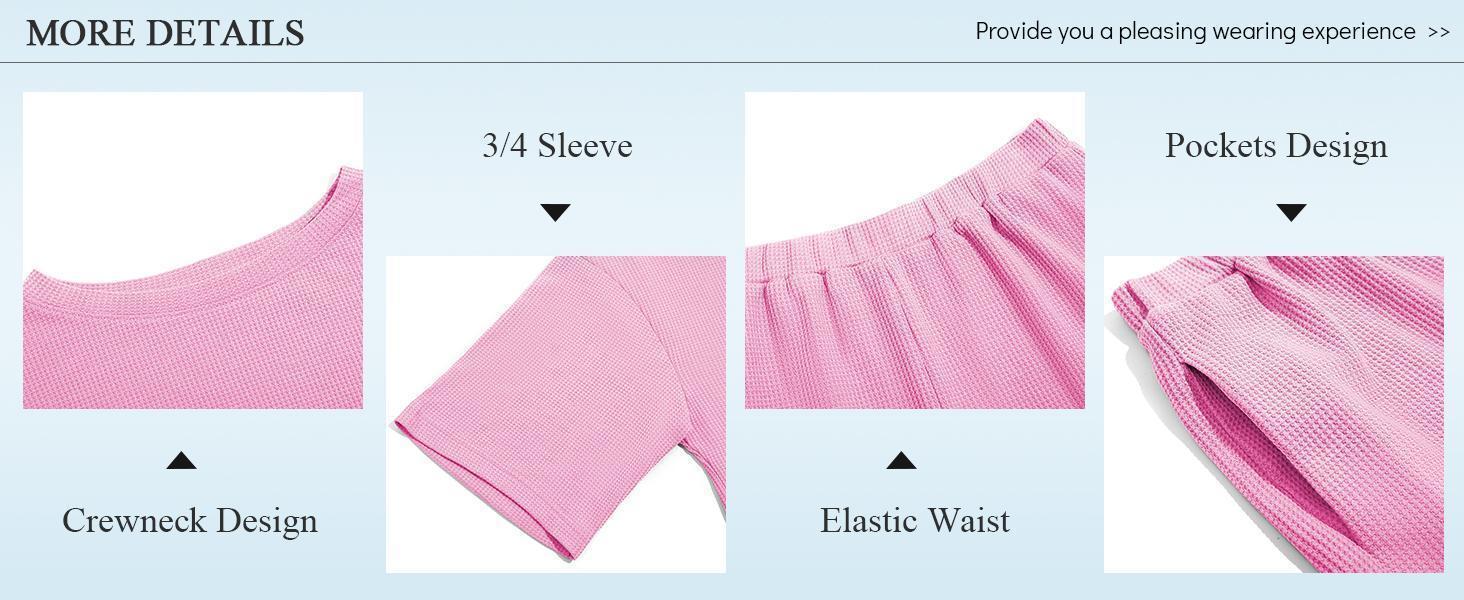 Imily Bela Womens Short Sets 2 Piece Outfits 3/4 Sleeve Tops and Elastic Waist Shorts Lounge Set Casual Loungewear SpringStatements