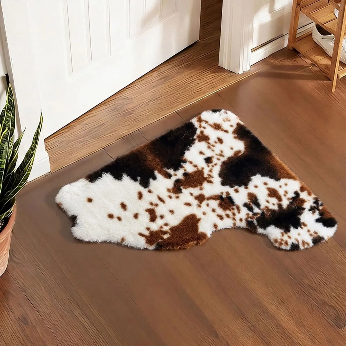 1pc Faux Rabbit Fur Short Plush Panda Shape Door Mat, Cozy Polyester Floor Mat for Entryway Bathroom Bedroom Living Room, Non-Slip & Easy Maintain, Soft Touch Cute Panda Home Decor Gift, Indoor Entryway Rug