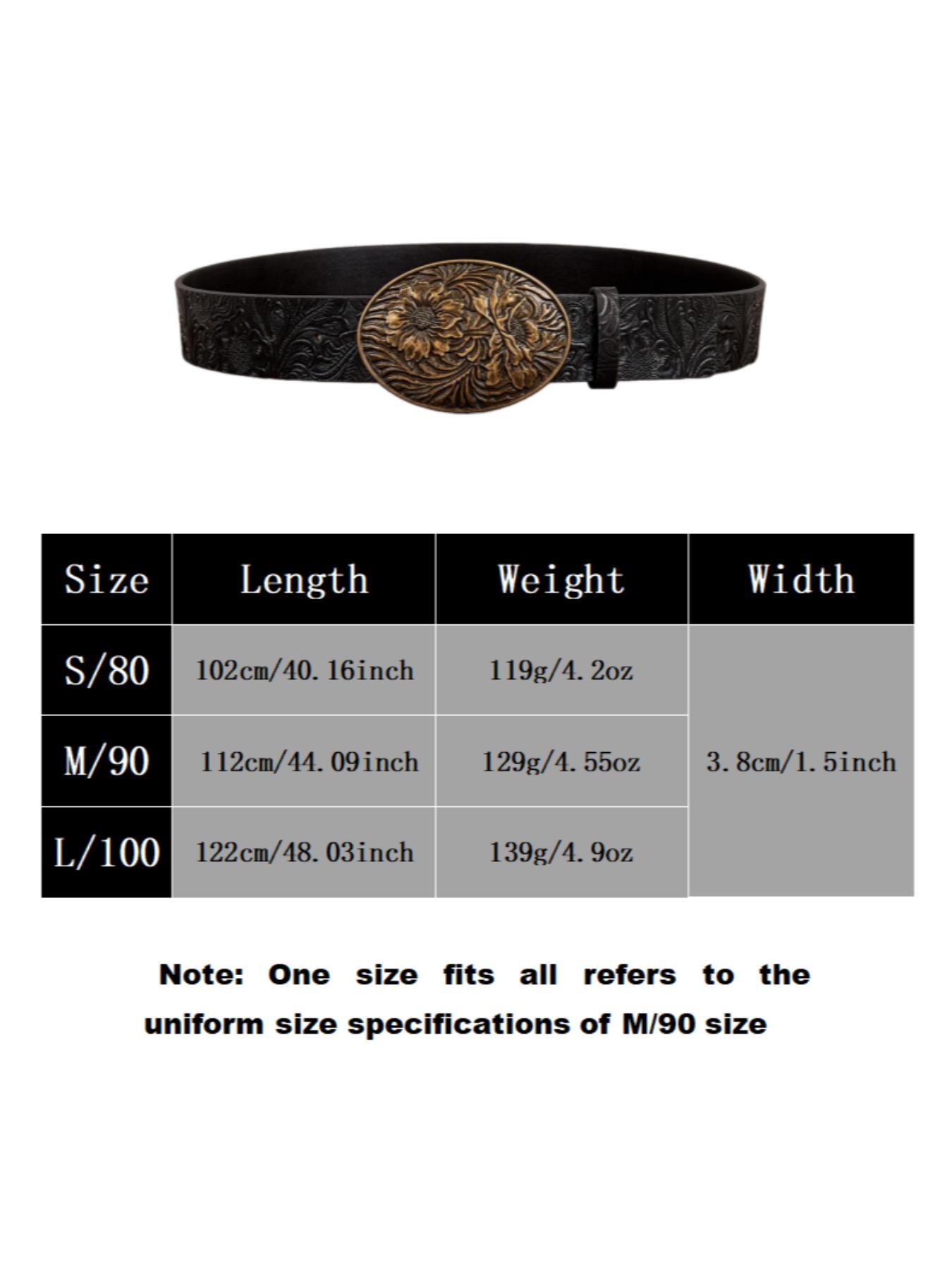 Women's Vintage Flower Embossed PU Buckle Belt, Fashion Belts, Western Style Belt for Daily Clothing Decor, Trendy All-match & Exquisite Belt for Birthday Gift, Cowboy Belt, Cowgirl Belt