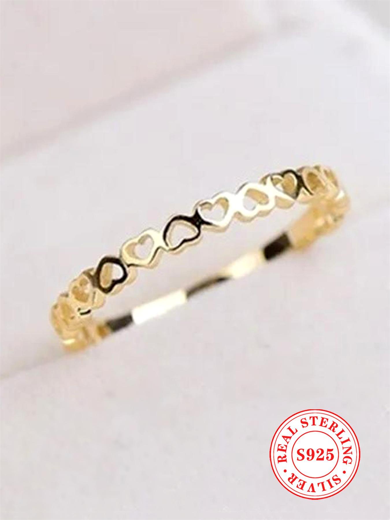 S925 Sterling Silver Heart Decor Ring, Fashion Accessories for Women & Girls, Trendy All-match & Exquisite Jewelry for Birthday Gift, Heart Shaped Ring