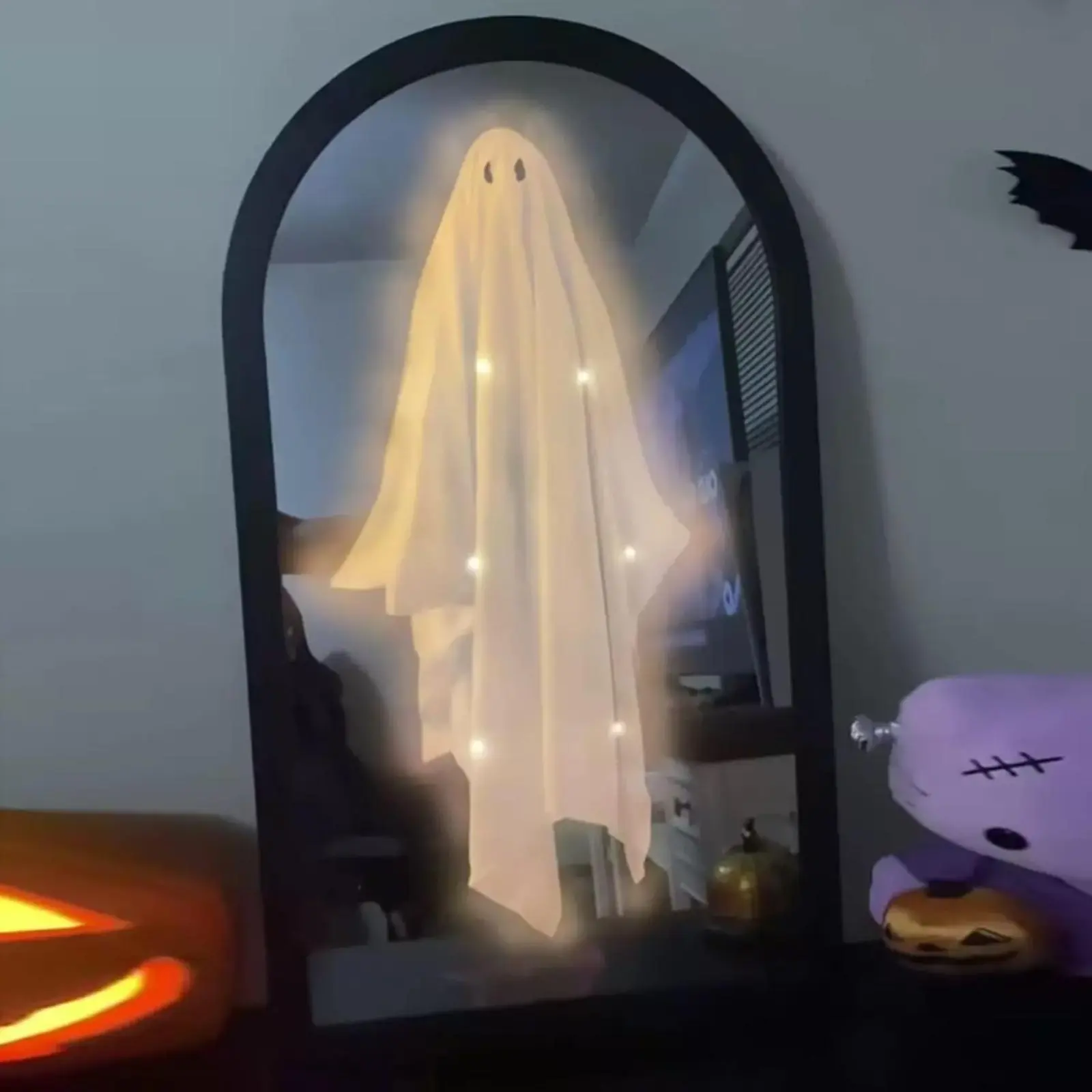 2026 Halloween Hologram Ghost Mirror, Spooky Scary Ghosts for Halloween Decor Indoor, Halloween Room Decor, Bedroom Kitchen and Fireplace Decor，Hallowmas Party Supplies