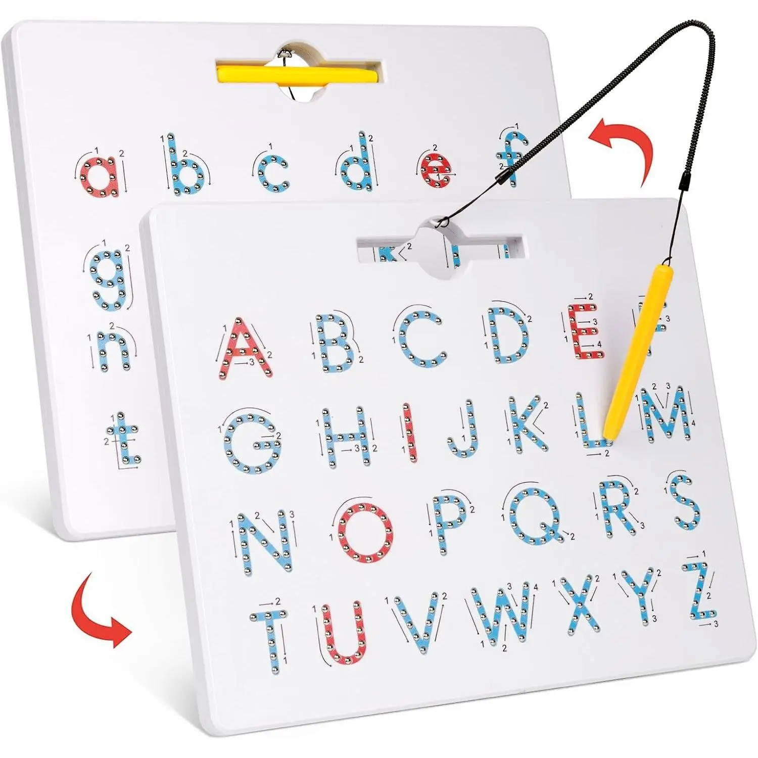Double Sided Magnetic Letter Board - 2 in 1 Alphabet Magnets Tracing Board for Toddlers ABC Letters Uppercase & Lowercase Practicing Learning Education Toys