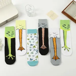 3 Pairs  Colorful Chicken Feet Breathable Mid Tube Men's and Women's Socks Set Suitable for All Seasons Suitable for Daily Wear