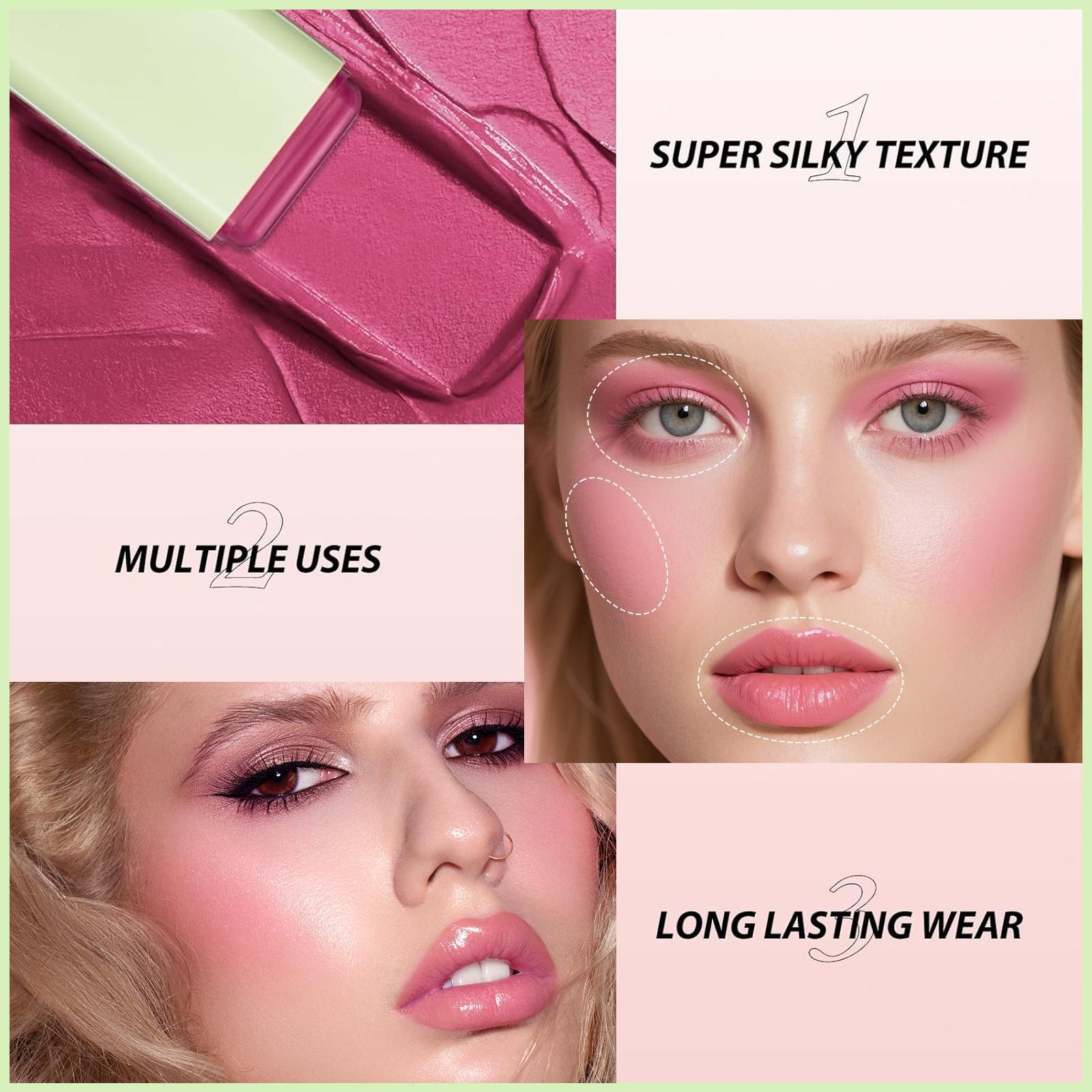 ZaiDoc On-the-Go Tinted Moisture Blush Stick | Hydrating Formula for Long-Lasting, Soft-Focus Glow – Natural Shades for Cheeks & Eyes, Flawless Look in Seconds!