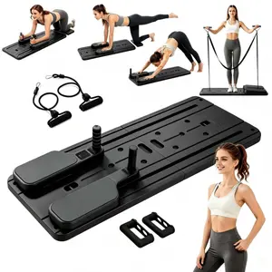 Foldable Pilates Board Set, suitable for beginners, portable home fitness kit, includes a Pilates bar and resistance bands, for home workouts and light strength training.
