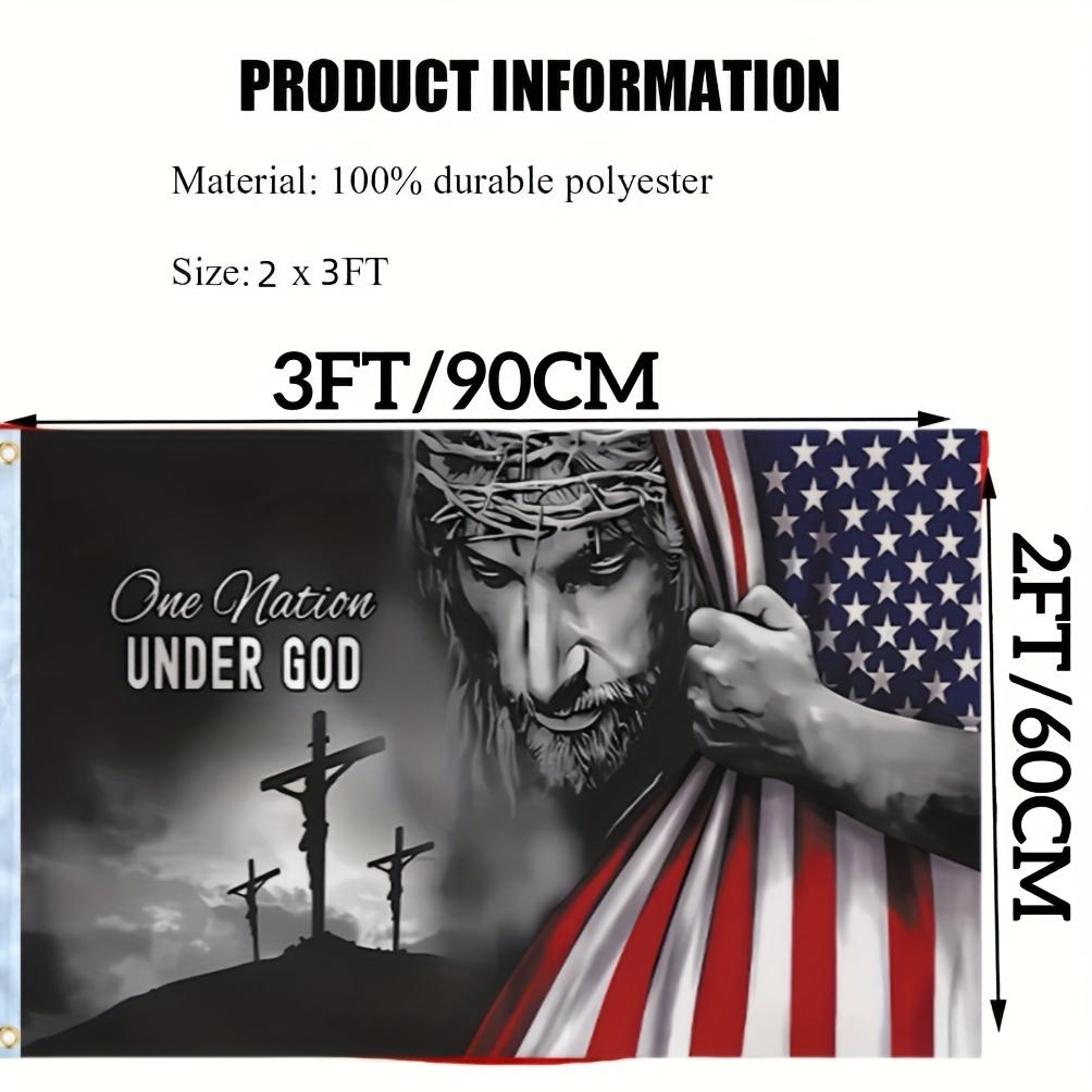 One Nation Under God Flag, 1 Count 3x5 Christian Patriotic American Flag with Jesus & Cross Design, Durable Polyester Outdoor Decor for Yard, House One Nation Under God Flag, 1 Count 3x5 Christian Patriotic American Flag with Jesus & Cross Design, Durable Polyester Outdoor Decor for Yard, House