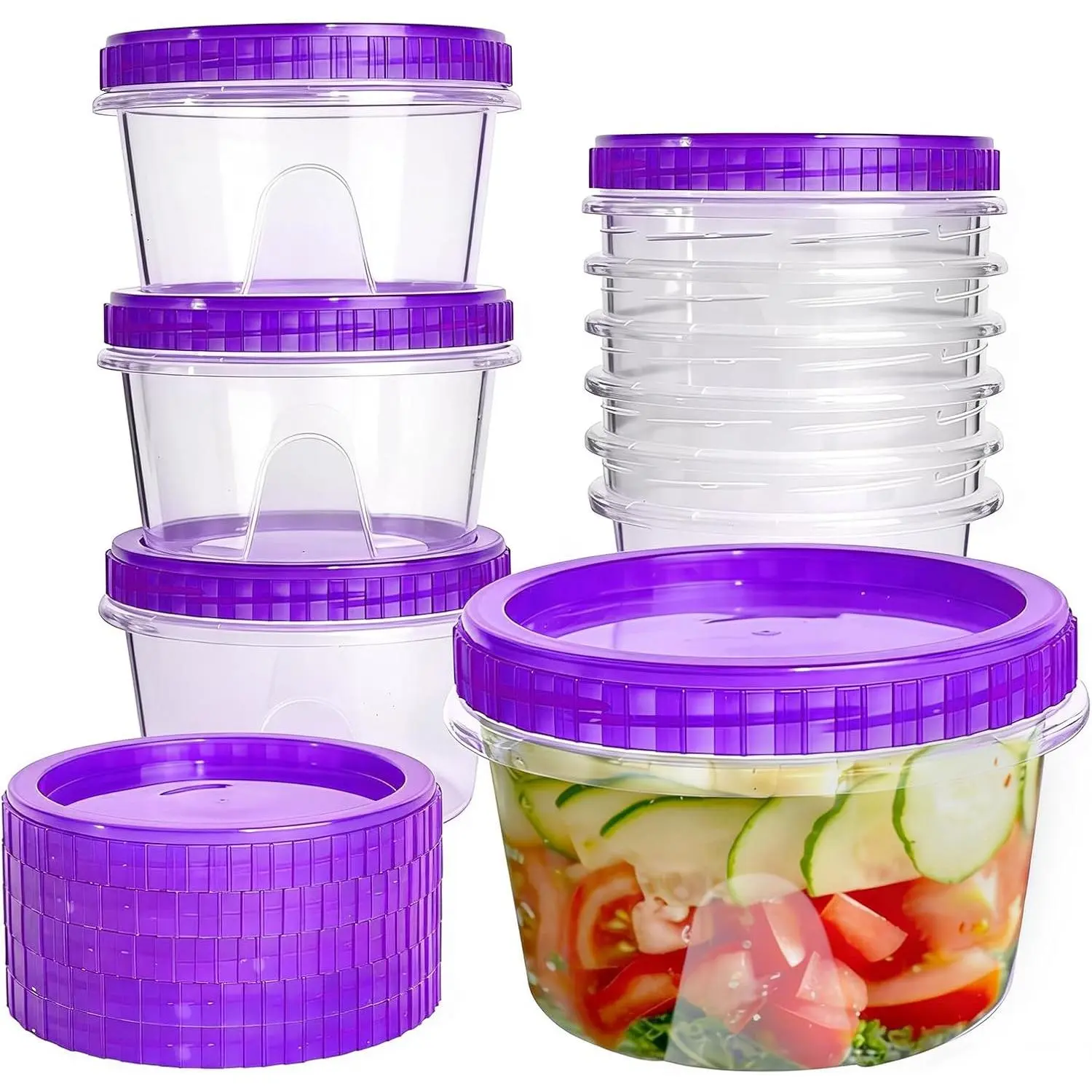 10 Pack 16 oz Freezer Storage Containers with  Twist Top , Small Plastic  Storage Soup Meal Prep Containers, Leakproof Overnight Quart Containers for Lunch Leftover Fruit Salad Oat