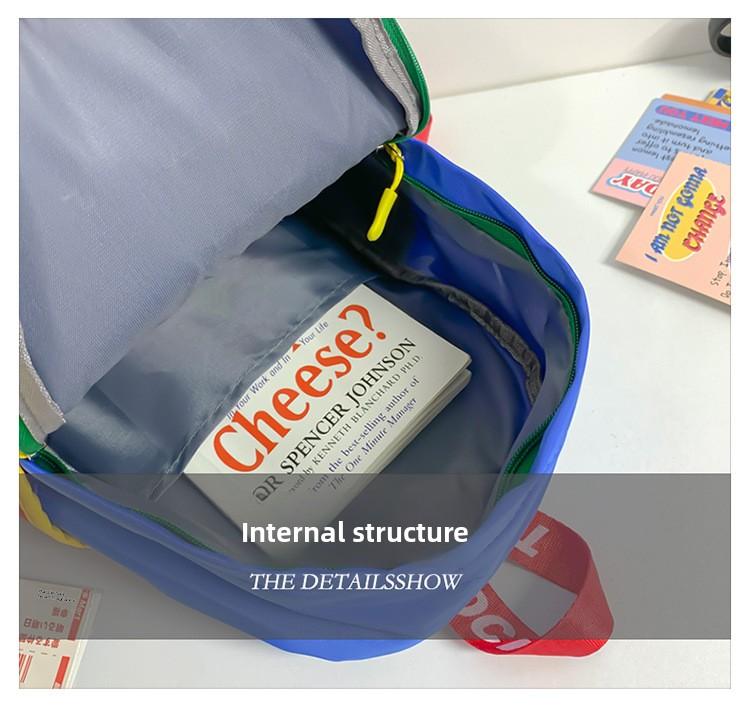 Kindergarten children's backpack, stylish baby color-blocking canvas backpack, lightweight backpack for boys and girls aged 3-6 years old