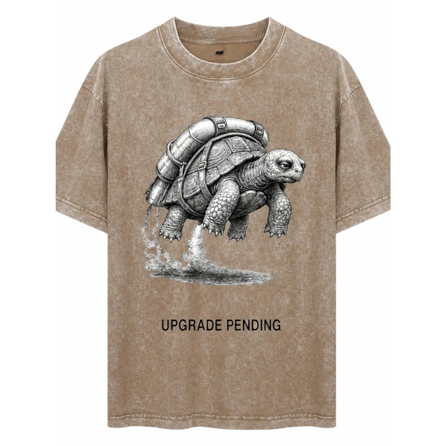 Streetwear Graphic T-shirt with Jetpack Turtle Screen Print, Unisex Heavyweight Acid Wash Cotton, Round Neck Shortsleeve, Tshirt, Top, Menswear, Screen Printed, Urban Lifestyle, Casual Wear, Ocean Turtle Graphic Men's Short-Sleeve T-Shirts, Short Sleeve T