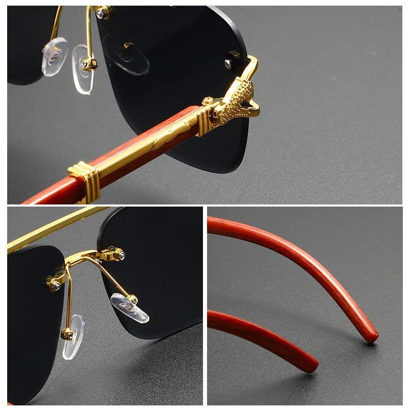 Fashion Rimless Luxury Brand Pilot Sunglasses Men Square Driving Eyewear Women Outdoor Driving Eyeglasses Sun Sunglasses