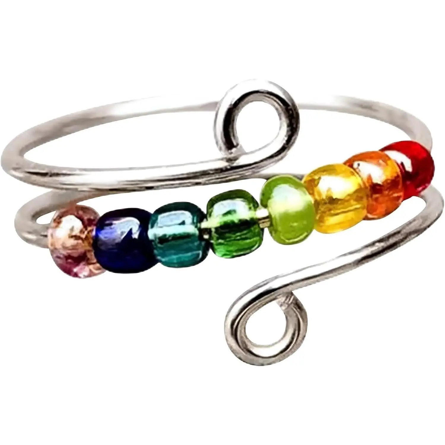 Rotatable Bead Fidget Ring Set - Adjustable Spinner Mood Rings, Cute Gifts for Women & Menfidget toys