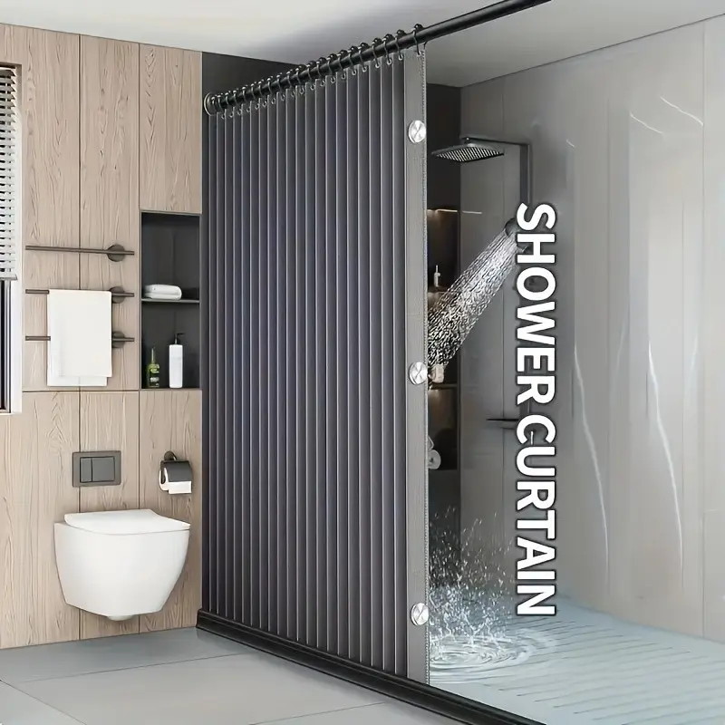 Foldable Bath Curtain Privacy Bathroom Divider, High-Quality Heat-Resistant Folded Blanket, Hook Holes, Washable All-Season
