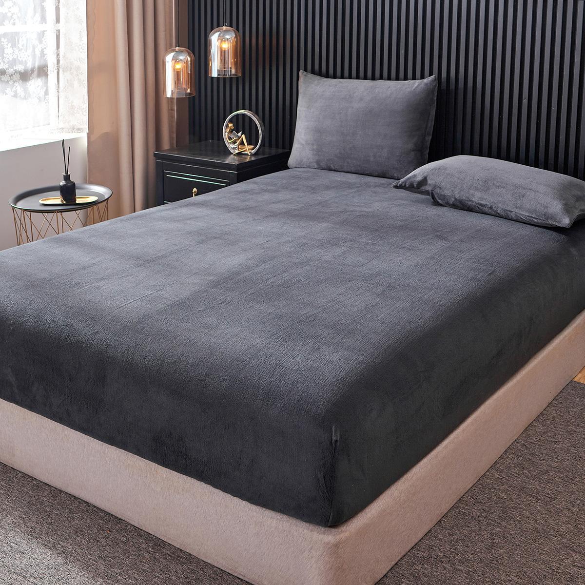 Solid Color Fitted Sheet, 1 Count Soft Comfortable Machine Washable Fitted Sheet, Breathable Bedding Sheet, Breathable Sheets for Home Bedroom Hotel, Silky Bedding Sheets