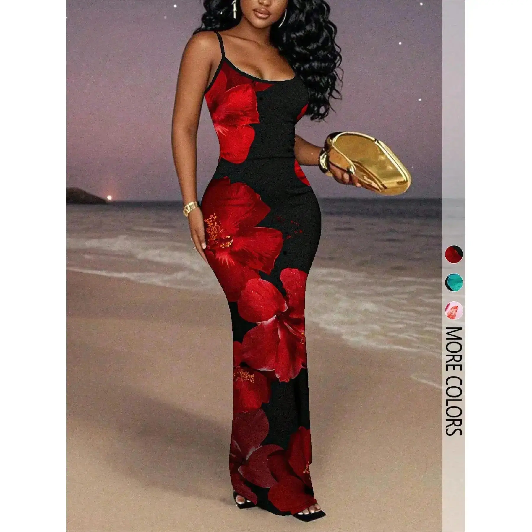 Women's Fashion Elegant Floral Print Cami Dress, Sexy Casual Summer Dress, Stylish Party Wear, Comfortable and Chic Design, Fit, Elegant Sleeveless Gown, Evening Party Dresses