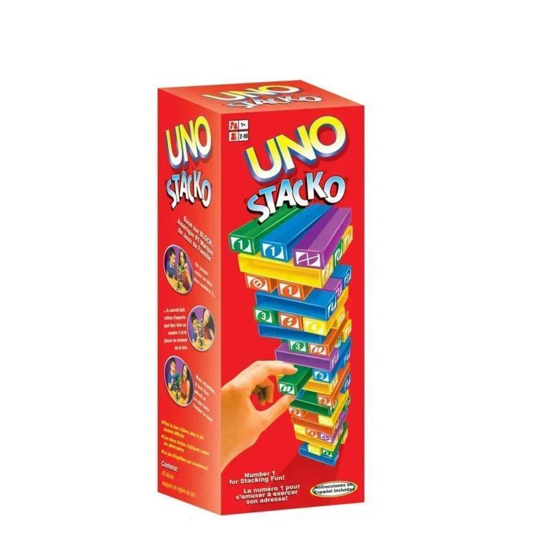Stacko UNO Card Board Games Family Entertainment Poker Party Early Education Puzzle Stackoed Toy Playing Cards Birthday Party Surprise Gift