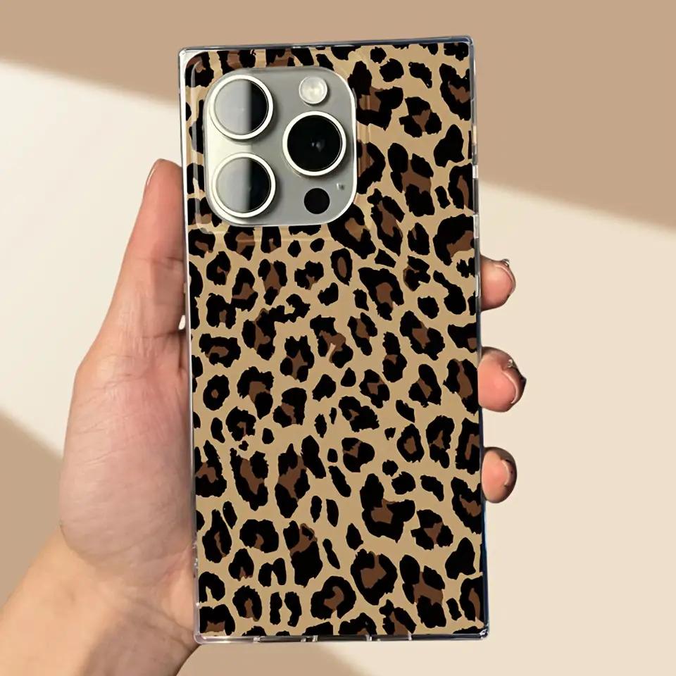 1 piece New fashion square design, sexy leopard pattern, drop-proof and shockproof full cover mobile phone case, suitable for iPhone 16 pro/16Pro Max/16 plus/15 Plus/15 pro/15pro max/14 Pro/14pro max/14 plus/13 pro/13pro max/12 pro max/12 pro.Great gift