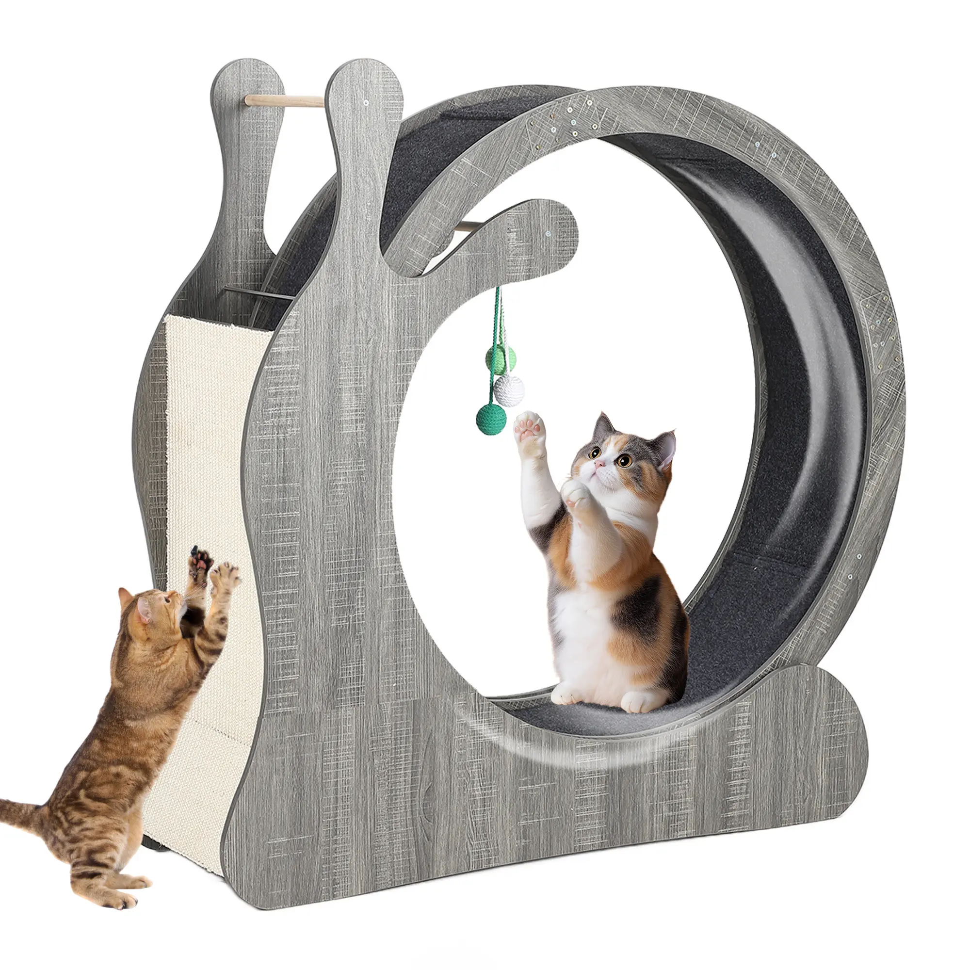 3-in-1 Cat Exercise Wheel with Scratching Board & Toy Ball – Large Silent Treadmill for Indoor Cats, Running & Play – Multiple Sizes/Colors