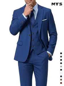 MY'S Men's Slim Fit 3 Pieces Suit, One Button Solid Jacket Pants Set with Tie for Wedding Party Business Prom Fathersdaygift Suit Sets summervibes