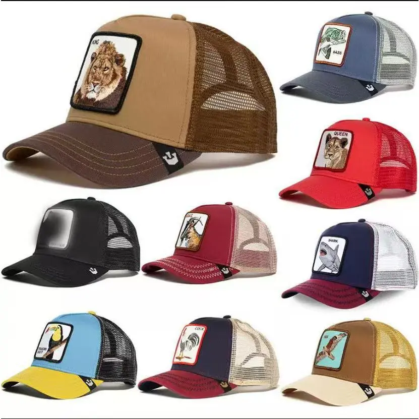 Animal Embroidery Baseball Cap Mesh Breathable Truck Driver Hat Men's and Women's Trendy Brand Hip Hop Shade