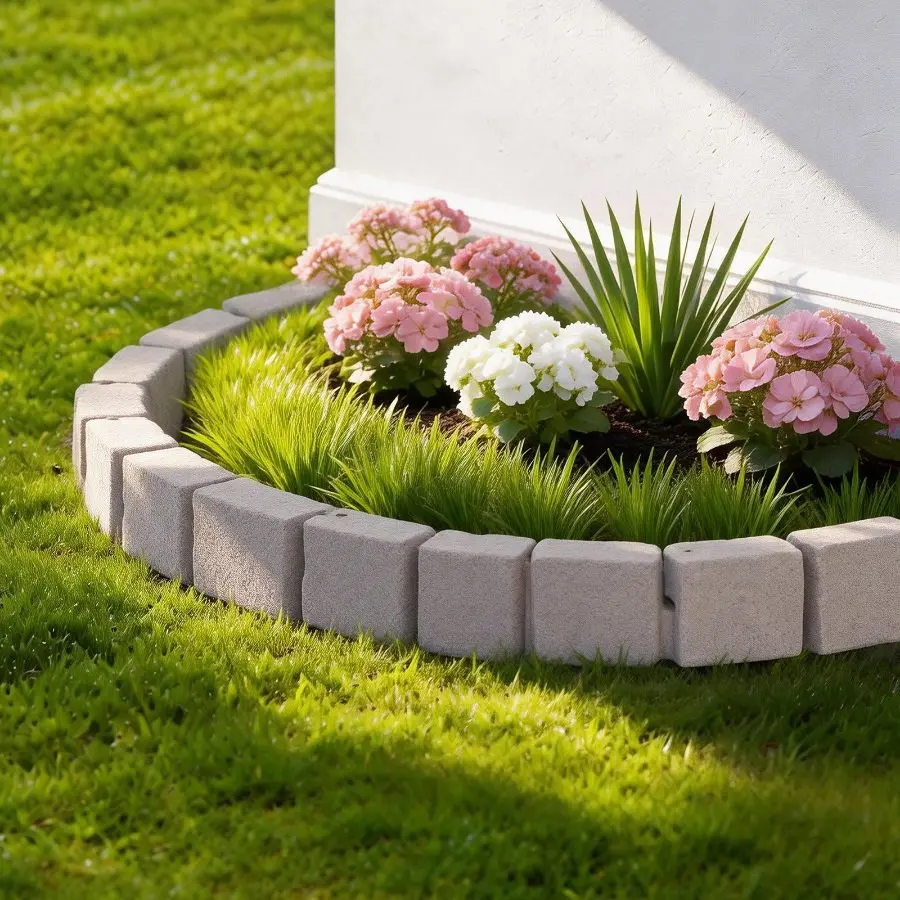 VEVOR Faux Stone Landscape Edging, 15.5 ft Kit, No Dig Garden Edging Border, Blocks for Lawn, Flower Beds, Yards, 4 Pack Each Section Has 6 Bricks 46.85"Lx 3.94"Wx 6.1"H, 9 Spikes End Cap, Beige