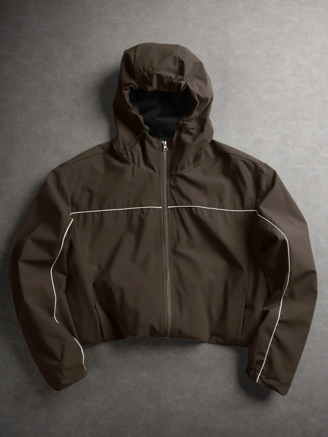 Men's Windproof Hooded Jacket Coats, Plain Lines, Adjustable Drawstring, Metal Zipper, Casual Long Sleeve, Spring & Fall Outdoor Wear