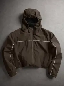Men's Windproof Hooded Jacket Coats, Plain Lines, Adjustable Drawstring, Metal Zipper, Casual Long Sleeve, Spring & Fall Outdoor Wear