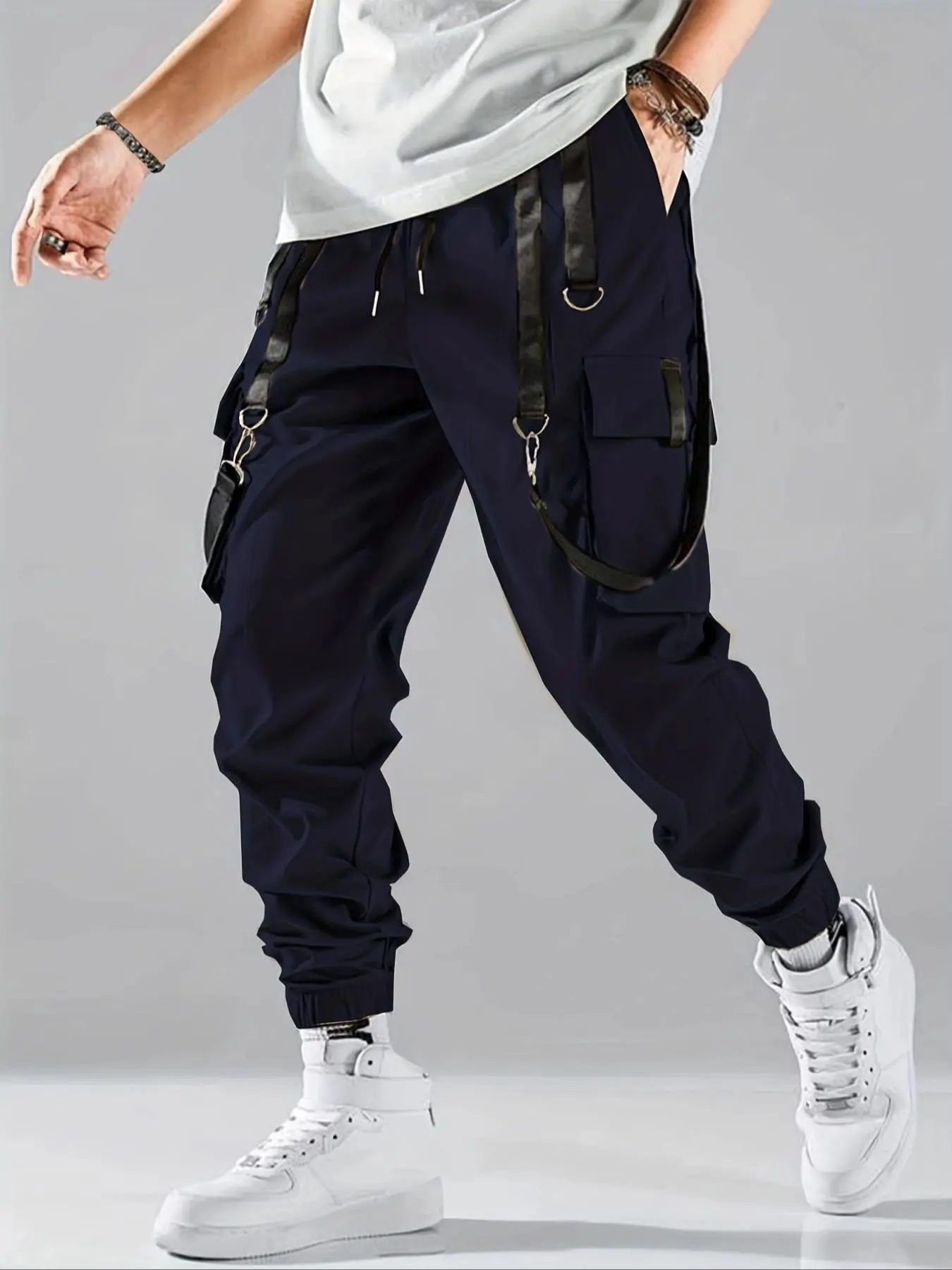 Men's Solid Flap Pocket Drawstring Waist Cargo Pants, Regular Fit Fashion Casual Trousers for Daily Wear, Men's Cargo Pants, Summer Outfits 2024 for Work, Streetwear Pants