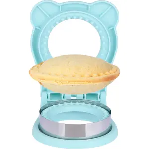 Sandwich Cutter and Sealer, Stainless Steel Uncrustable Sandwich Maker with Crimper，Round Circle Shape for Peanut Butter Jelly, Pancake, Cookie，Crustless Bread Sealer for Kids Lunchboxes (Light Blue)