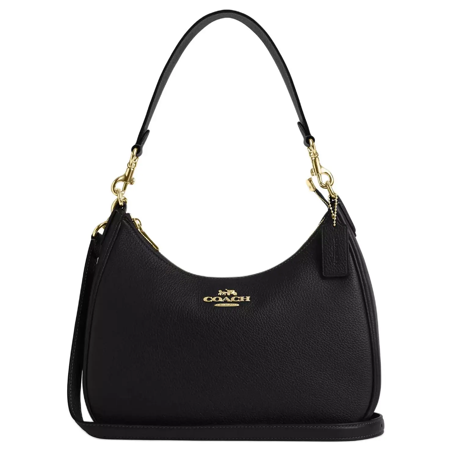 COACH Teri 29 Crossbody Shoulder Bag for Women – Pebbled Leather with Logo Zip Closure – Large Black Handbag