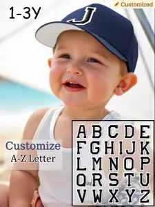 1PC Navy Blue Custom A-Z Letter Baby Baseball Cap, Toddler Adjustable Sun Hat, Infant Cotton Peaked Cap, 1-3Y Boys Girls Outdoor Beach Park Casual Headwear, Versatile Baby Shower Gift