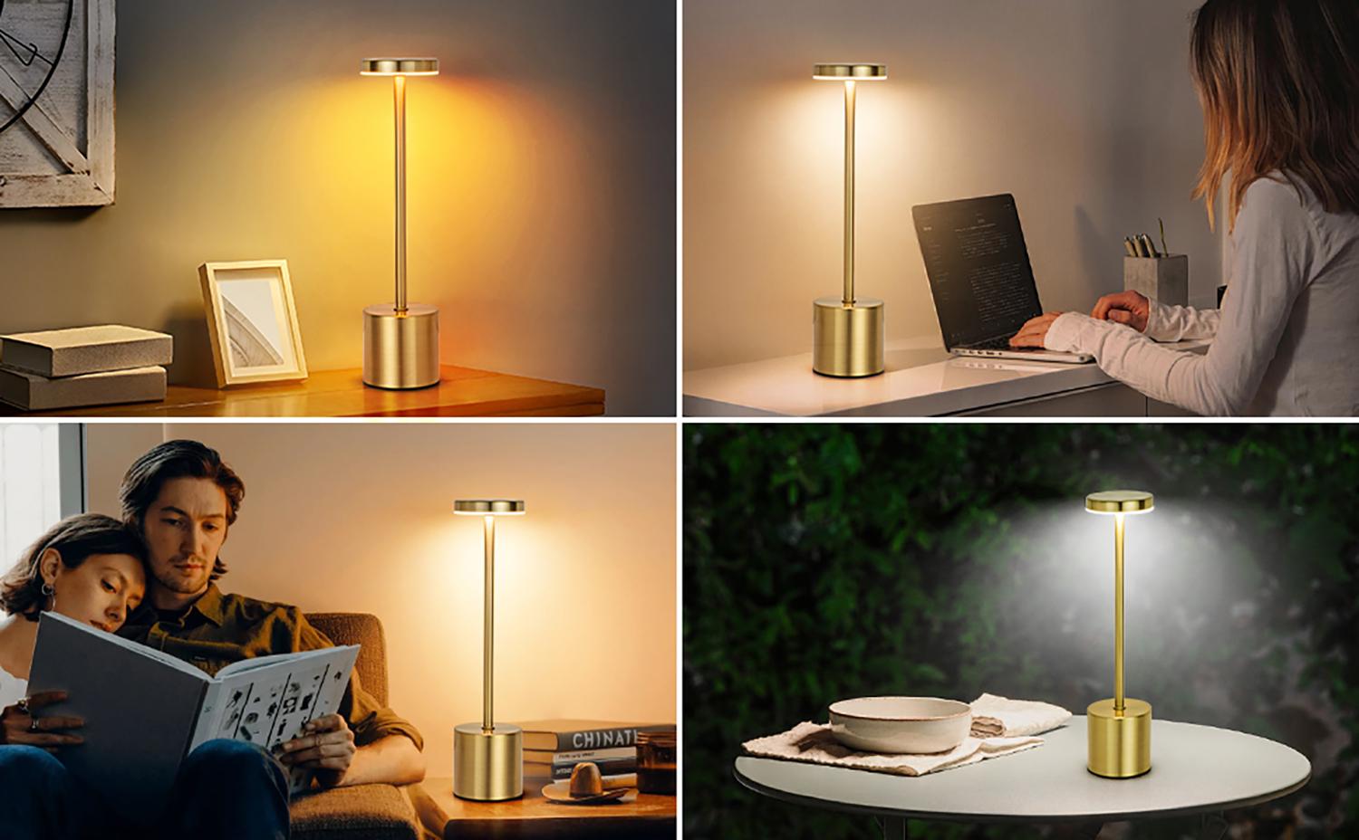 Simple LED Rechargeable Touch Metal Table Lamp Three Colors Bedside Creative Ambient Light Bar Outdoor Decoration Night Light Si