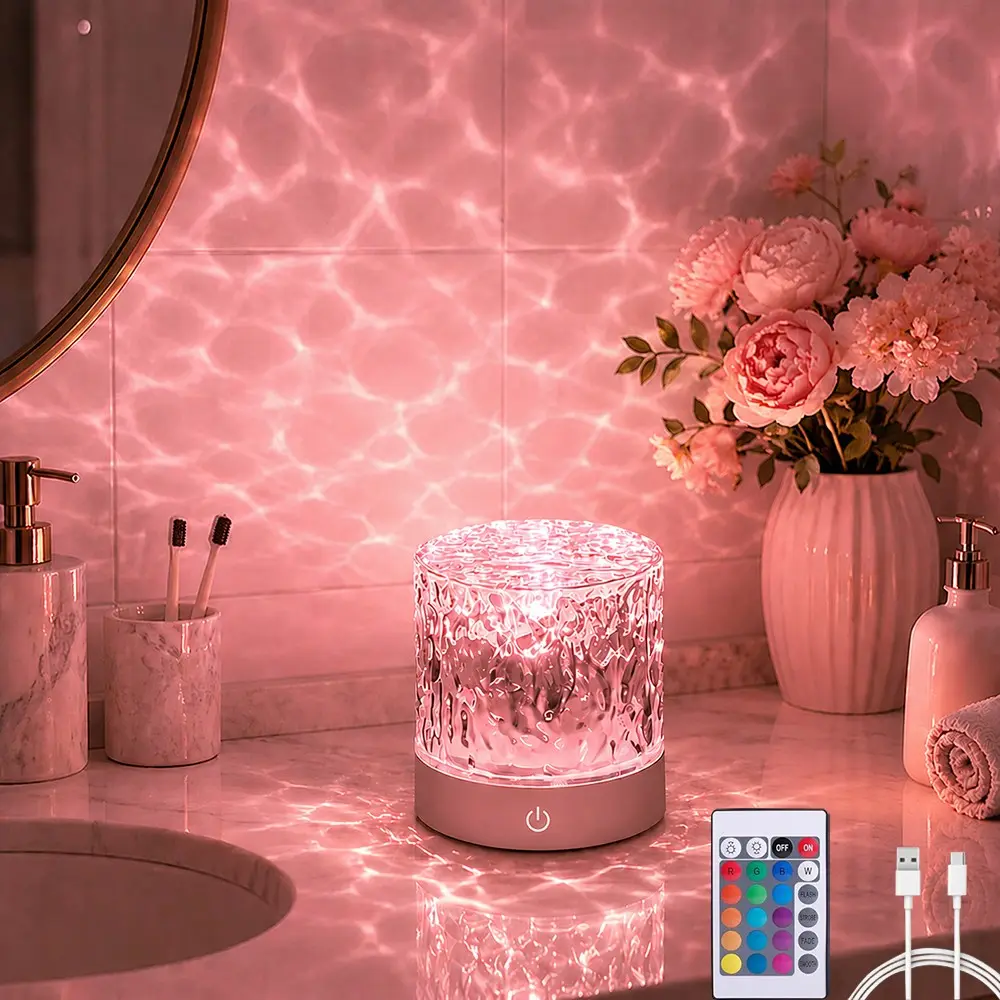 Ocean Wave Projector Light, 16 Colors Northern Lights, Water Ripple Effect with Remote, Touch Control Shower Lamp, Rechargeable Ambient Night Light, Decorative Mood Lamp, for Bedroom, Room Decor, Ambient Lighting