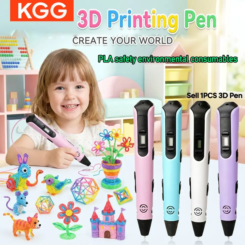 KGG NP100 3D Printer Pen, Pla Eco-Friendly Filament, LCD Display, Adjustable Speed, DIY Art Tool, Kids' Gift, Educational Craft Kit