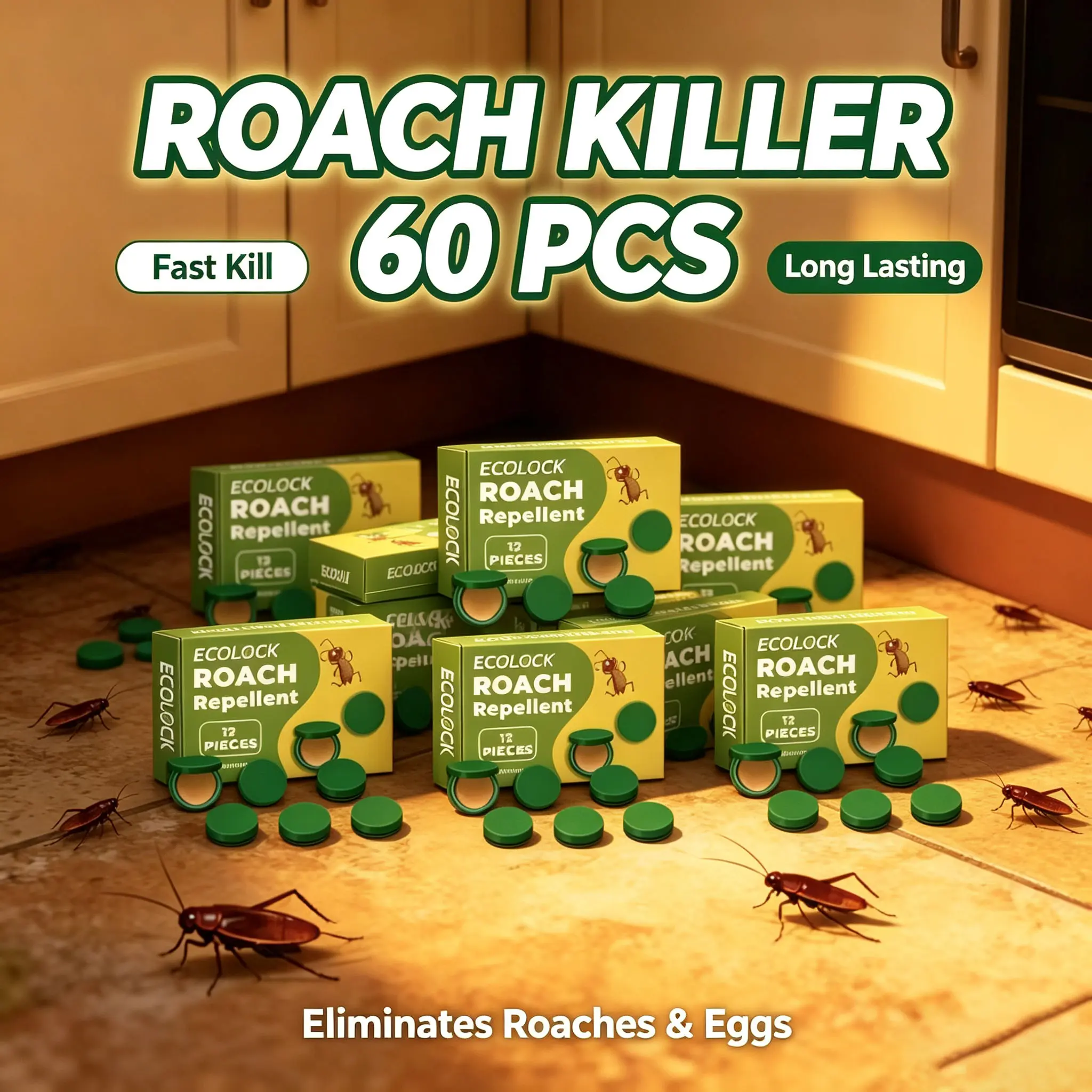MoonSpry Roach Repellent, Domestic Dormitory Kitchen Powerful Cleaning Cockroach Exterminator Cockroach Gel Bait Pest Control Kit Rodent Repellent Pouches for Indoor & Outdoor Multi-Surface Microfiber Floor Mop indoor infestation, Cockroach Repellent Cock