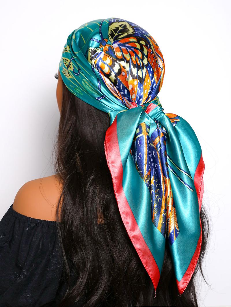 Women's Elegant Butterfly Print Square Scarf, Casual Soft Comfortable Shawl for Daily Wear, Fashion Accessories for Women & Girls