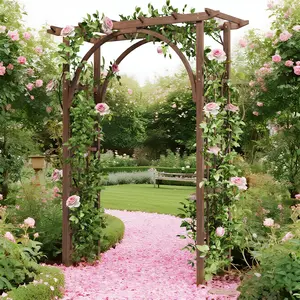 Garvee - 85-inch Garden Arbor Trellis for Climbing Plants, Wooden Wedding Arch Frame for Ceremony, Outdoor Lawn Gazebo Trellis