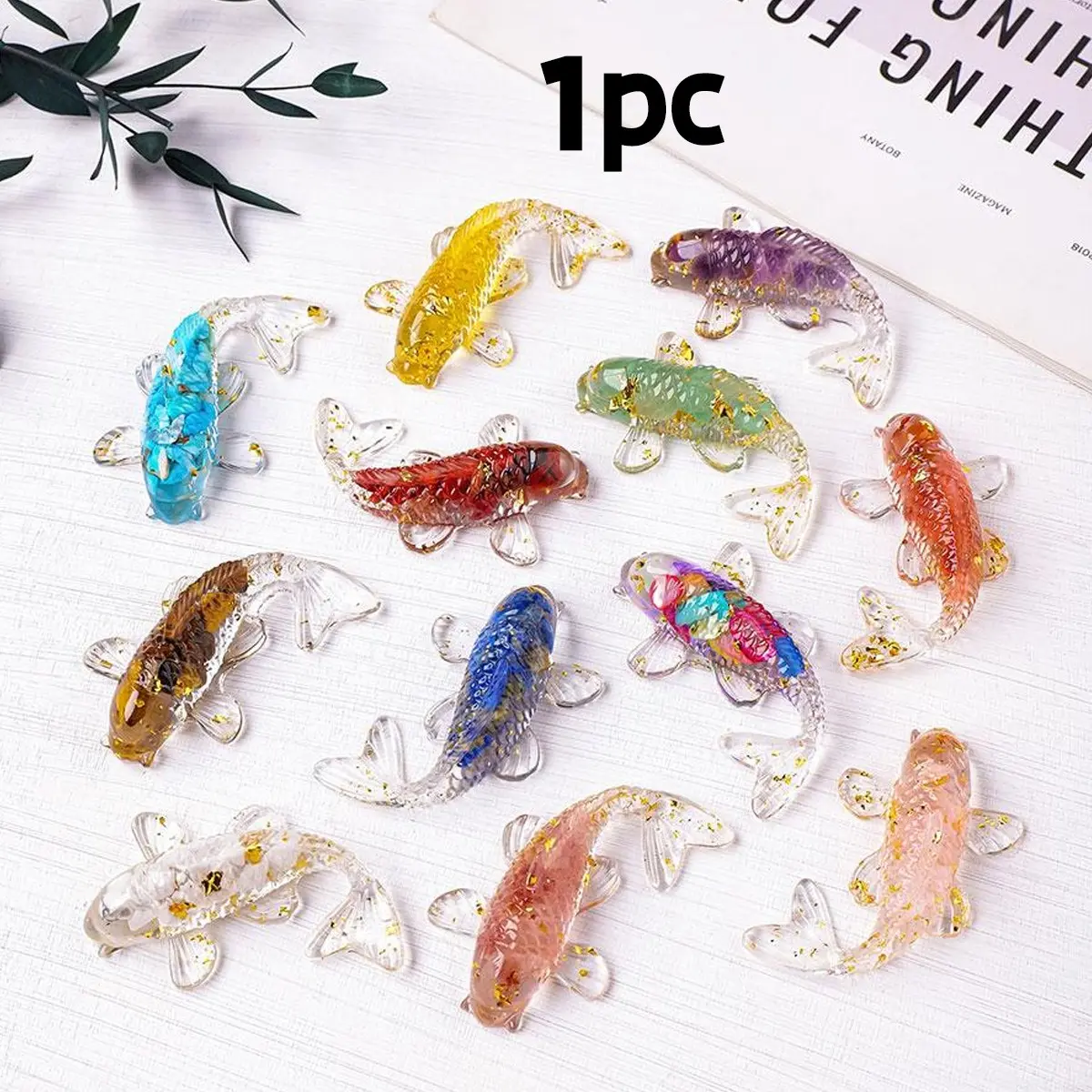 Natural Crystal Stone Little Goldfish Statue, 1 Count Reiki Stone Figurine, Crystal Carving Fengshui Sculpture for Home Office Decoration, Healing Crystal