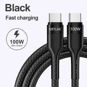 This USB-C cable is available in 6 colors. It is a standard USB-C to USB-C cable with a braided design. It comes in two lengths—100 cm and 200 cm—and supports fast charging and data transfer. It is designed for iPhones, Samsung devices, Android phones