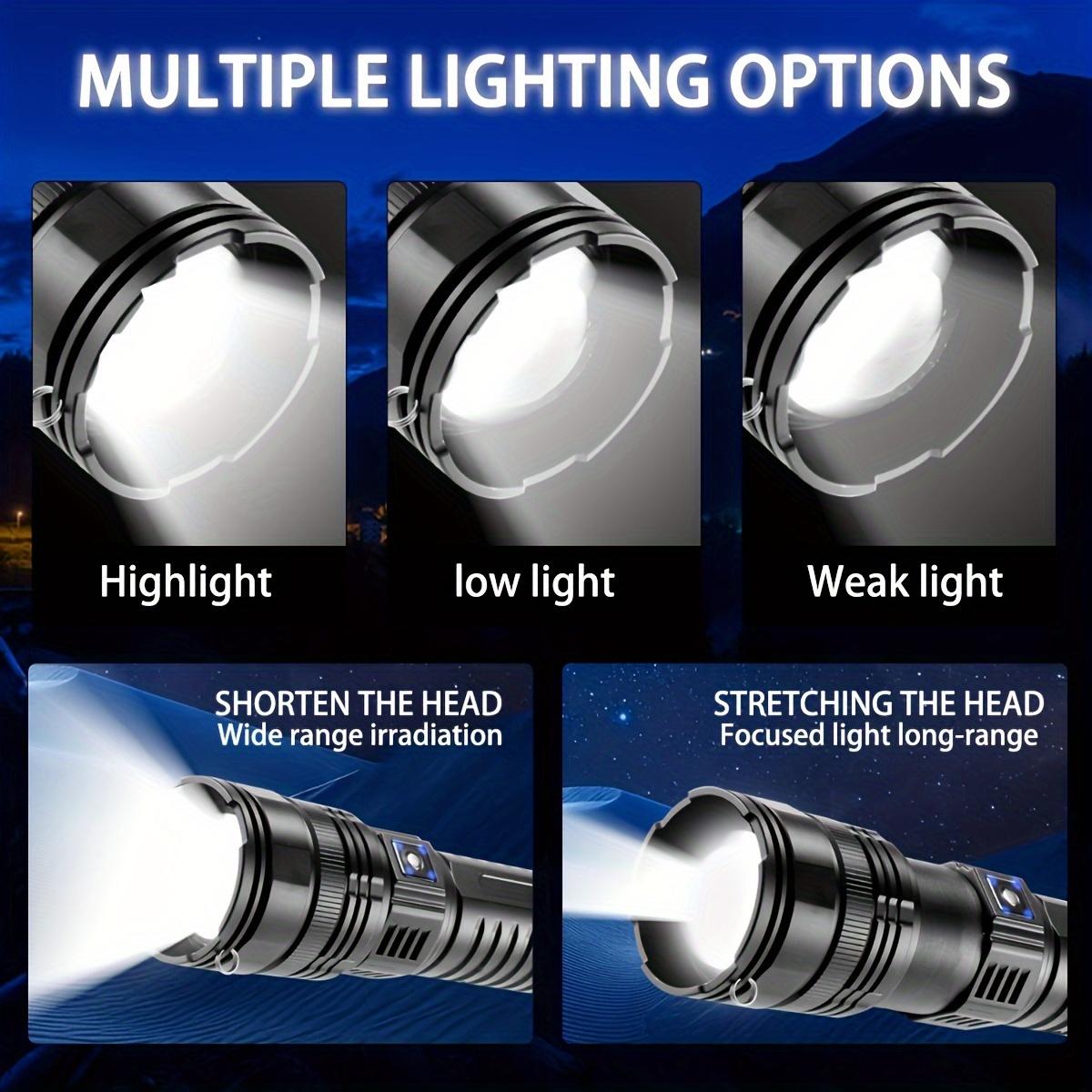 Super Bright Flashlight, White Laser Strong Light Long-Distance Spotlight, with COB Light Source, Multi-Functional USB Rechargeable LED Flashlight, Adjustable Focus, for Emergency and Tactical Use