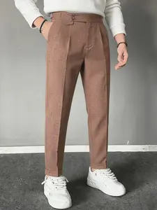 New Men's Linen Texture Suit Pants, Conical Hem Nine-Inch Casual Pants, Multiple Colors, Breathable Anti-Wrinkle Fabric, Comfortable Long Pants