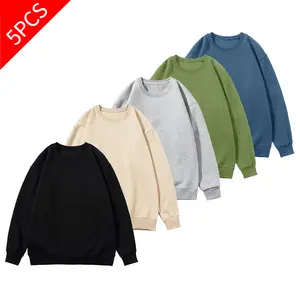 1/5 Pack 2026 New Men's Cross-Border Spring/Autumn Sweatshirt – Solid Color Long-Sleeve Crew-Neck Top; Loose, Casual, Trendy Base Layer for Young and Middle-Aged Men – Streetwear Style