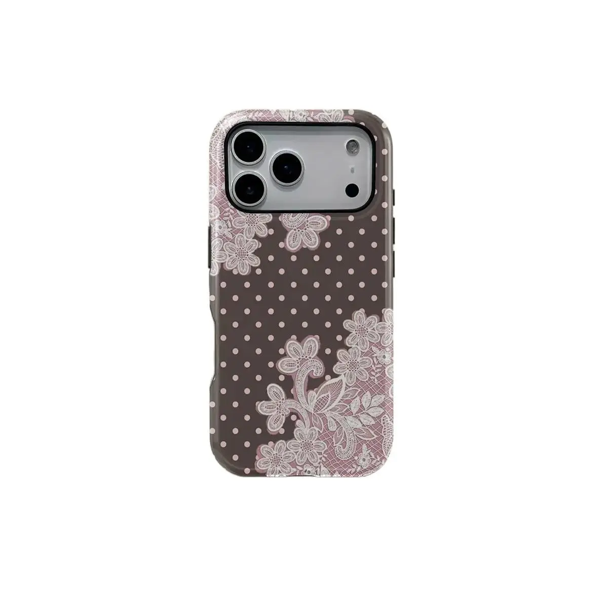 Elegant Lace Floral Pattern Phone Case, Durable Shockproof Protector Design, Compatible with iPhone  Cellphone Models, Stylish Protective Cover, Lightweight Shockproof Cover, Shockproof Protective Casing, Accessories