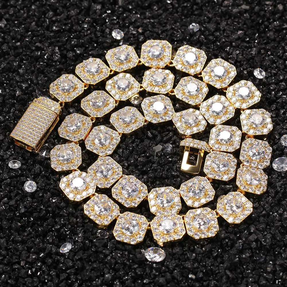 Unisex Iced Out Necklace with Multi-Color Zircon Gemstone Mix, Gold Tone Hip Hop Jewellery, All-Seasons Casual Accessory, Bead men's jewelry trendy costume jewelry, Assortment, Chunky Necklace, Necklace Pendant