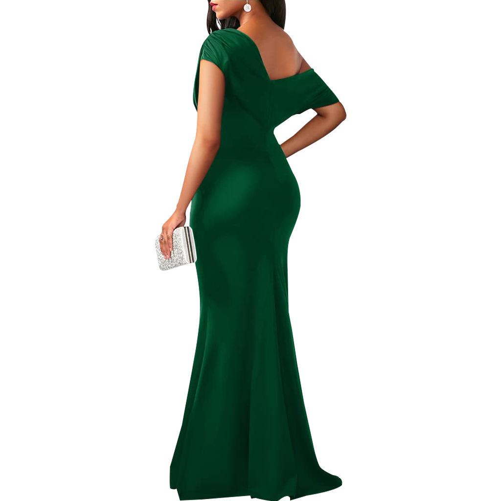 2024 Spring Women Elegant Sleeveless Off Shoulder Bodycon Long Formal Party Dress