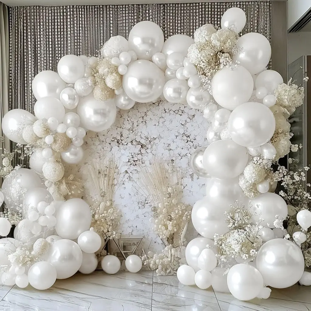 118pcs Latex Balloons Pearl (5in 10in 18in) DIY Decoration Set Balloon Garland for Wedding Birthday Graduation New Year Home Party Christmas